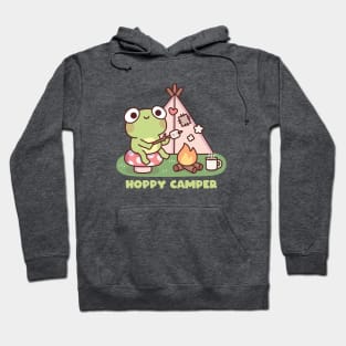 Cute Frog At Campfire Hoppy Camper Pun Hoodie